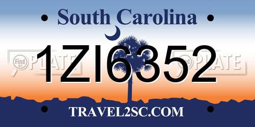1ZI6352 South Carolina License Plate