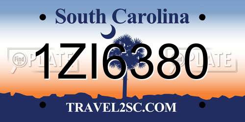1ZI6380 South Carolina License Plate