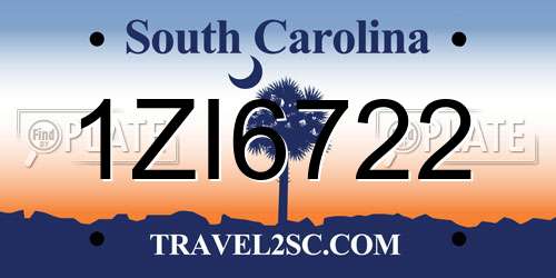 1ZI6722 South Carolina License Plate