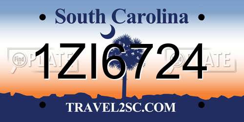 1ZI6724 South Carolina License Plate