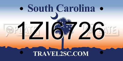 1ZI6726 South Carolina License Plate