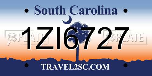 1ZI6727 South Carolina License Plate