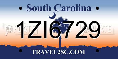 1ZI6729 South Carolina License Plate