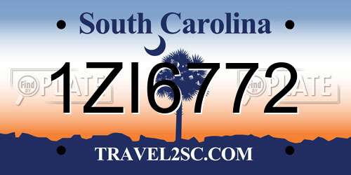 1ZI6772 South Carolina License Plate