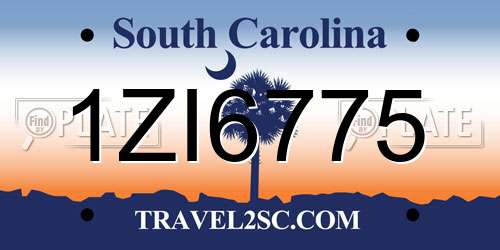1ZI6775 South Carolina License Plate