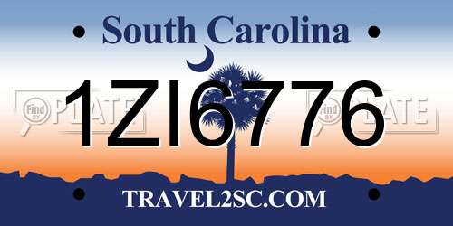 1ZI6776 South Carolina License Plate