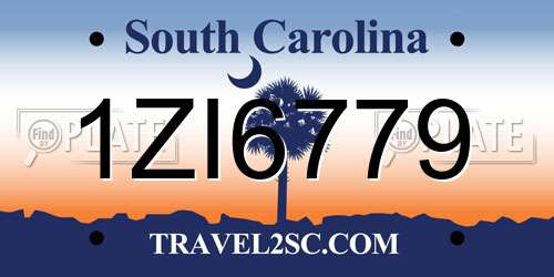1ZI6779 South Carolina License Plate