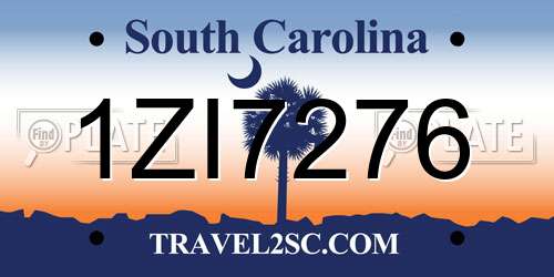 1ZI7276 South Carolina License Plate