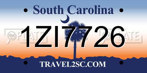 1ZI7726 South Carolina License Plate