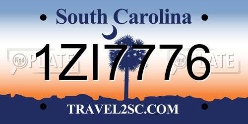 1ZI7776 South Carolina License Plate