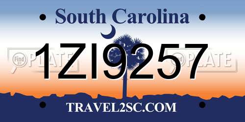 1ZI9257 South Carolina License Plate