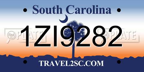 1ZI9282 South Carolina License Plate