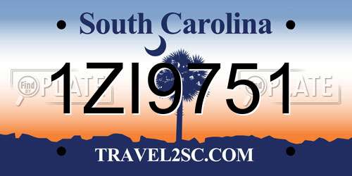 1ZI9751 South Carolina License Plate