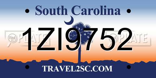 1ZI9752 South Carolina License Plate