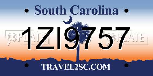 1ZI9757 South Carolina License Plate