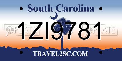 1ZI9781 South Carolina License Plate