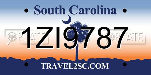 1ZI9787 South Carolina License Plate
