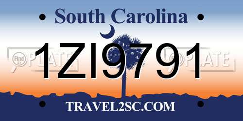 1ZI9791 South Carolina License Plate