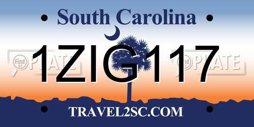1ZIG117 South Carolina License Plate