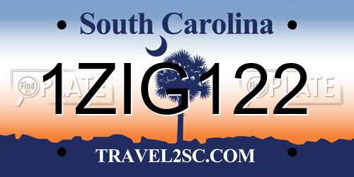 1ZIG122 South Carolina License Plate