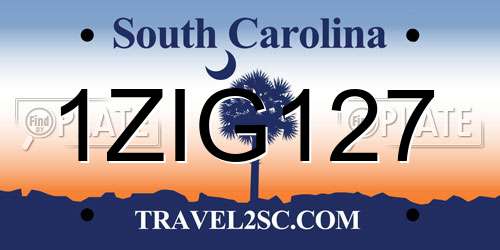 1ZIG127 South Carolina License Plate
