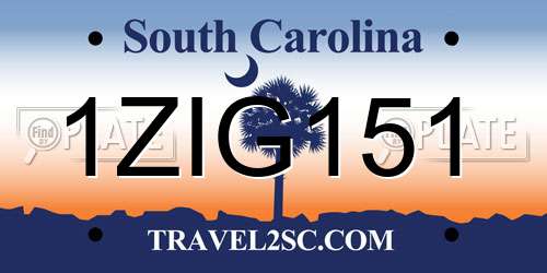 1ZIG151 South Carolina License Plate