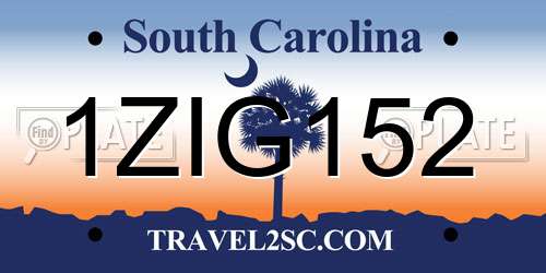 1ZIG152 South Carolina License Plate