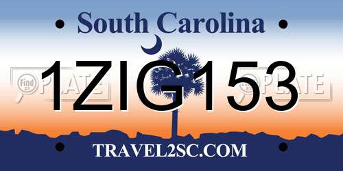 1ZIG153 South Carolina License Plate