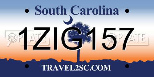 1ZIG157 South Carolina License Plate