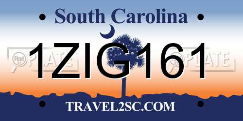 1ZIG161 South Carolina License Plate