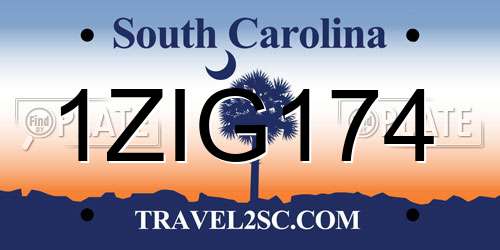 1ZIG174 South Carolina License Plate