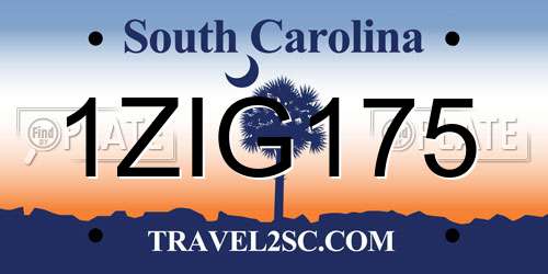 1ZIG175 South Carolina License Plate