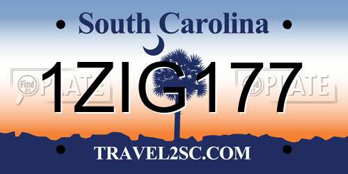 1ZIG177 South Carolina License Plate