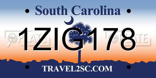 1ZIG178 South Carolina License Plate