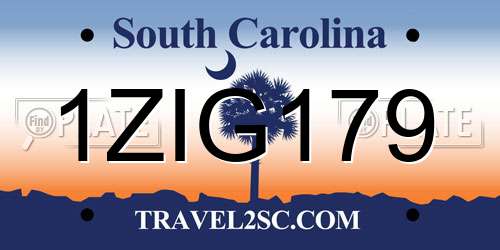 1ZIG179 South Carolina License Plate