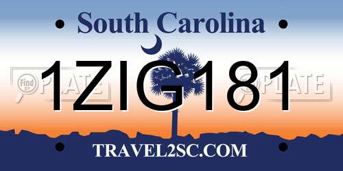 1ZIG181 South Carolina License Plate