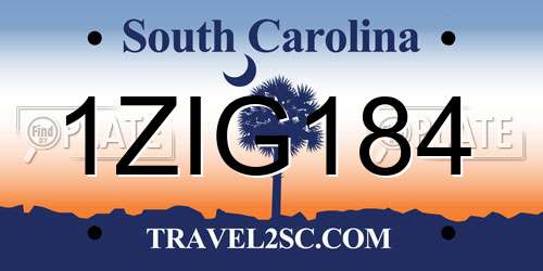 1ZIG184 South Carolina License Plate