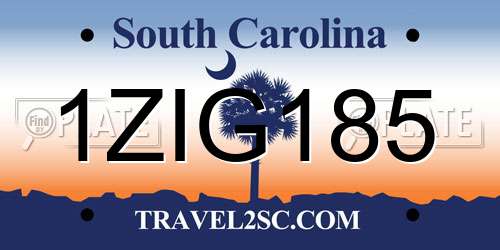 1ZIG185 South Carolina License Plate