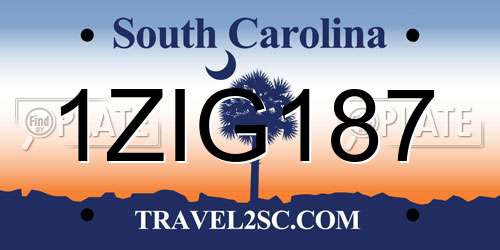 1ZIG187 South Carolina License Plate