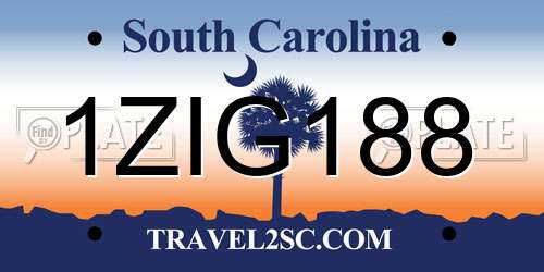 1ZIG188 South Carolina License Plate