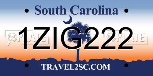 1ZIG222 South Carolina License Plate