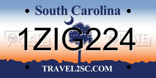 1ZIG224 South Carolina License Plate