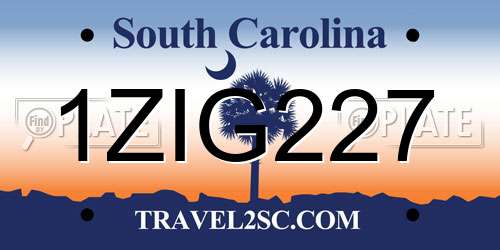 1ZIG227 South Carolina License Plate