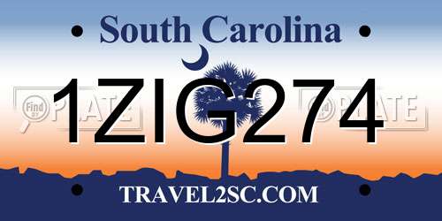 1ZIG274 South Carolina License Plate