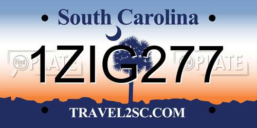 1ZIG277 South Carolina License Plate