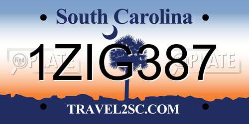 1ZIG387 South Carolina License Plate