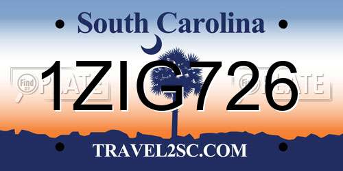 1ZIG726 South Carolina License Plate