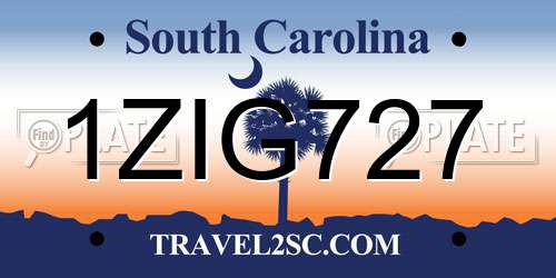 1ZIG727 South Carolina License Plate