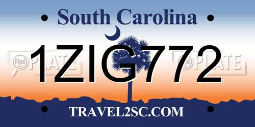 1ZIG772 South Carolina License Plate