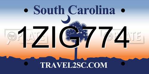 1ZIG774 South Carolina License Plate